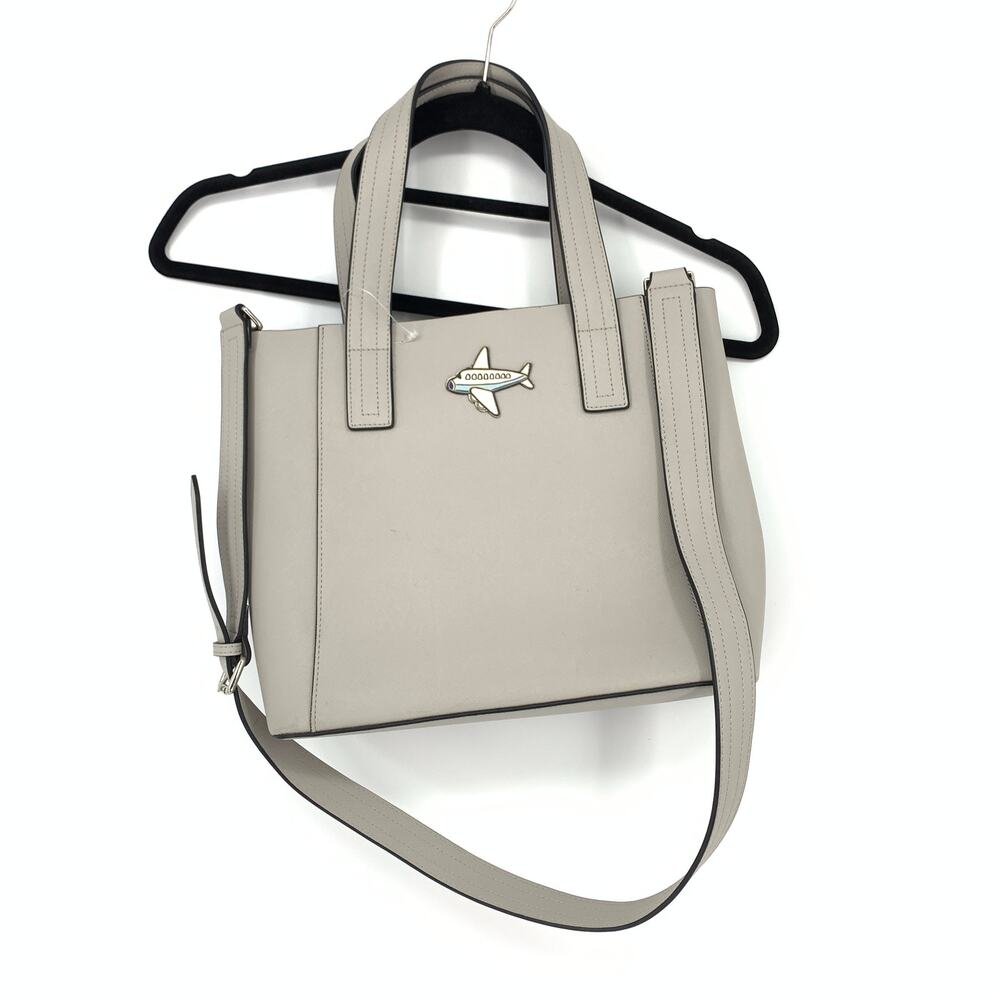 Tome X tde. Light Gray Saffiano Leather Purse With Shoulder Strap Plane Icon